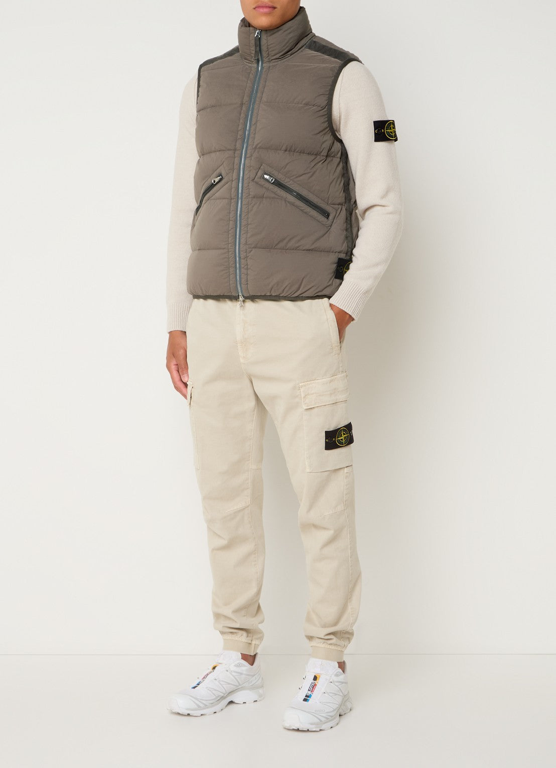 STONE ISLAND - PADDED GILET WITH DOWN FILLING AND ZIP POCKETS.