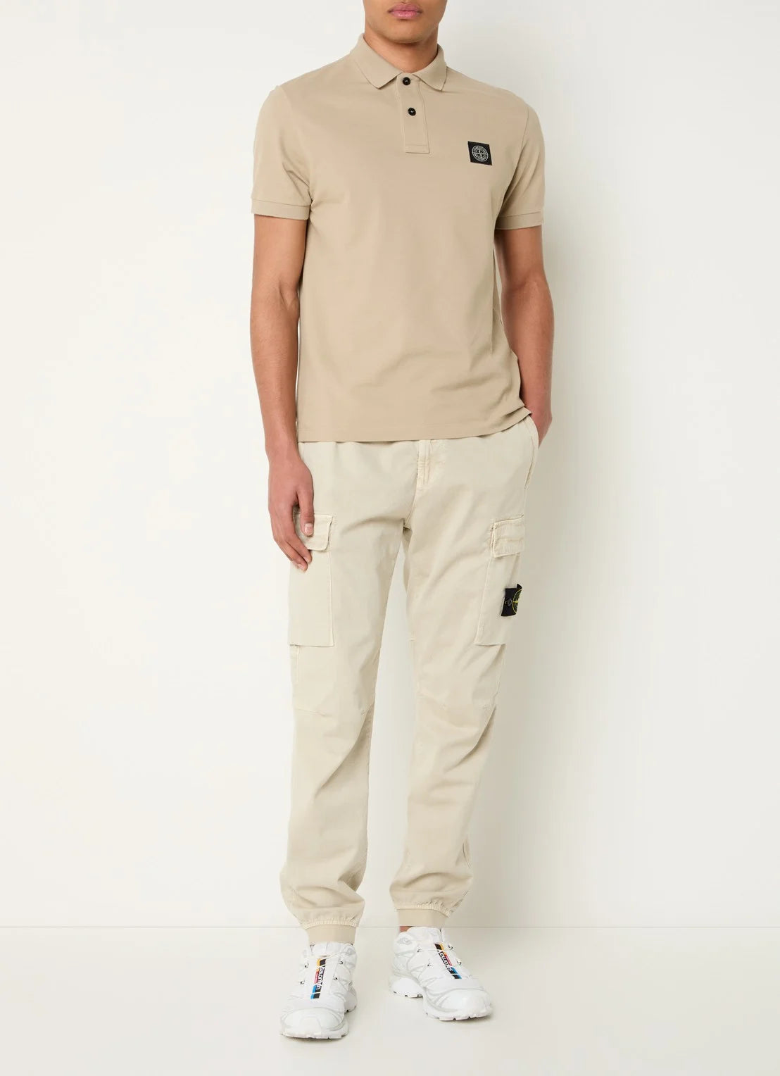 STONE ISLAND - Slim-fit poloshirt van piqué katoen met logopatch