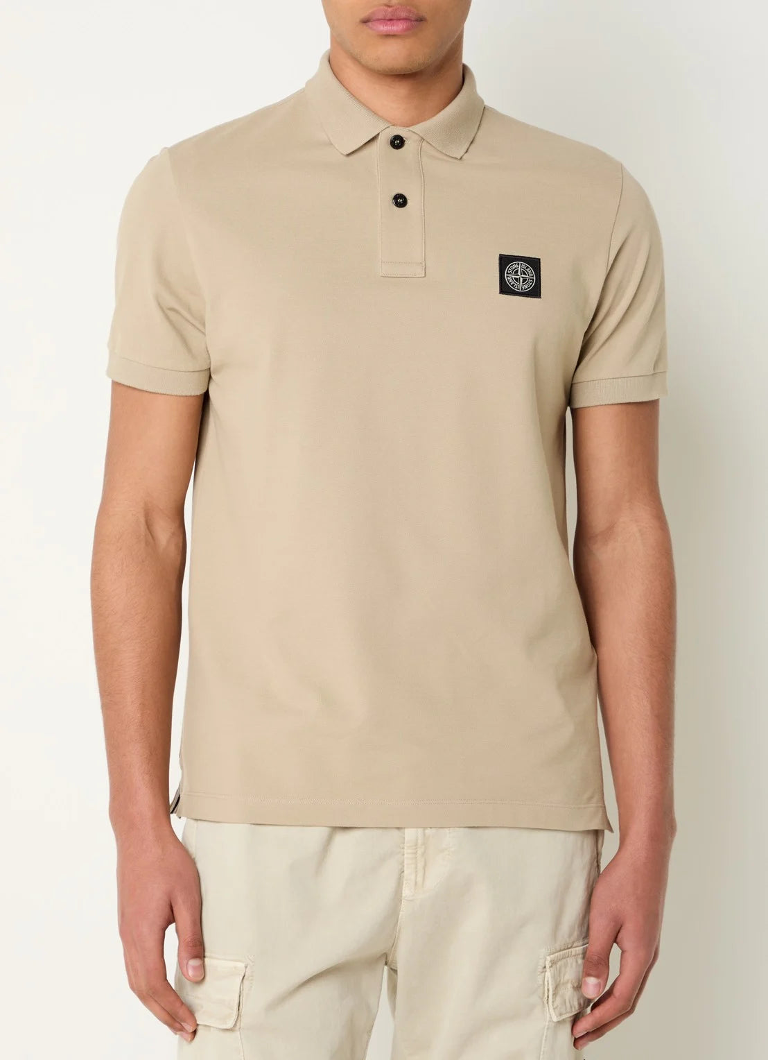STONE ISLAND - Slim-fit poloshirt van piqué katoen met logopatch