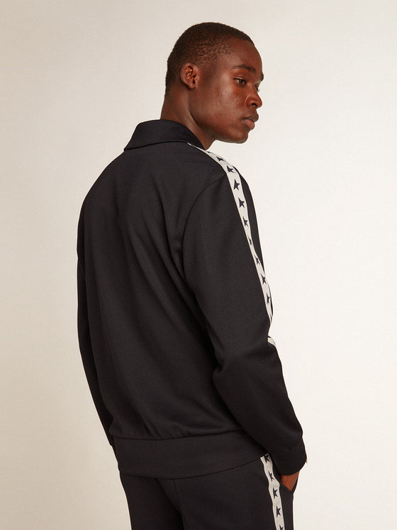 Golden Goose Donkerblauwe sweatshirt met witte strook en contrasterende blauwe sterren