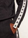 Golden Goose Donkerblauwe sweatshirt met witte strook en contrasterende blauwe sterren